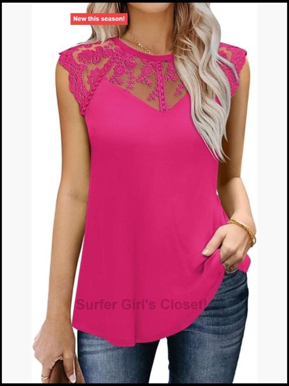 Sleeveless Lace Floral Tank Top Womens Casual Loose Blouse Summer